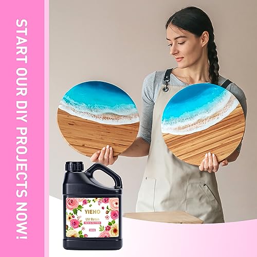 YIEHO UV Resin 500g -Bulk Upgraded Crystal Clear Hard UV Fast Curing Epoxy Resin Supplies for Craft Jewelry Making YIEHO