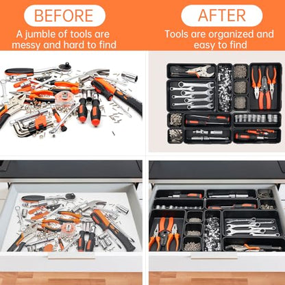 Giklux 45 Pack Tool Box Organizer Tray Divider, Toolbox Desk Drawer Organizer,Garage Organization Storage for Rolling Tool Chest Cart Cabinet