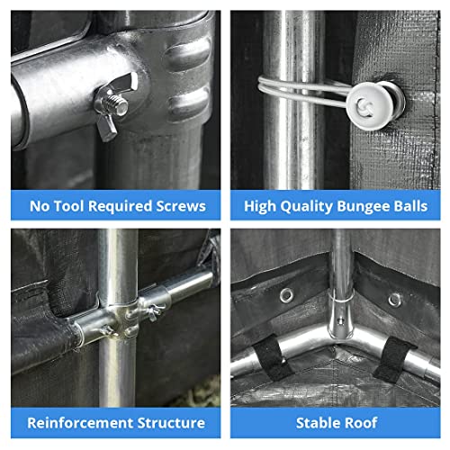 ADVANCE OUTDOOR 8X14 ft Steel Metal Peak Roof Anti-Snow Portable Garage Shelter Storage Shed Carport for Motorcycle Bike or Garden Tools with 2 Roll ADVANCE OUTDOOR