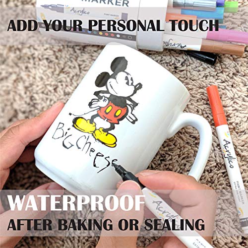 Acrylic Paint Pens for Rock Painting Set of 16 Paint Markers Extra Fine Tip for Wood, Canvas, Plastic, Ceramic, Glass, Drawing Craft Supplies for Acrylico