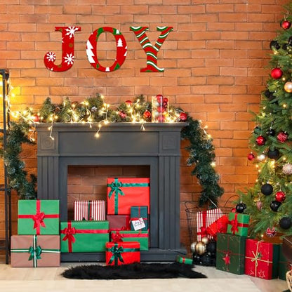 Large Size 12 Inch Wooden Letters Joy Ornaments to Paint, Christmas Decorations DIY Blank Unfinished Wood Ornament Walls Crafts Decorations,