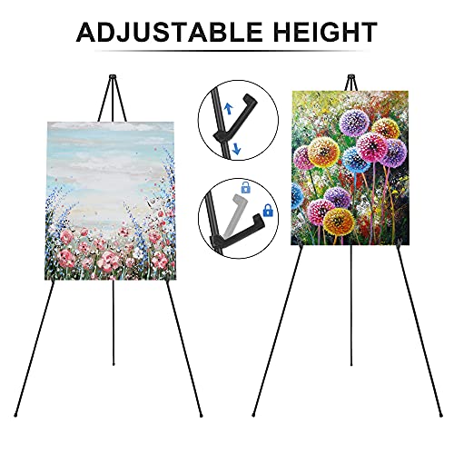 STARHOO Display Easel Stand for Wedding Sign & Poster 63'' Portable Art Easel for Floor Adjustable Metal Easel Black - WoodArtSupply