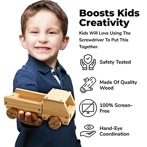 Kraftic Woodworking Building Kit for Kids and Adults, with 6 Educational Arts and Crafts DIY Carpentry Construction Wood Model Kit Toy Projects for Kraftic