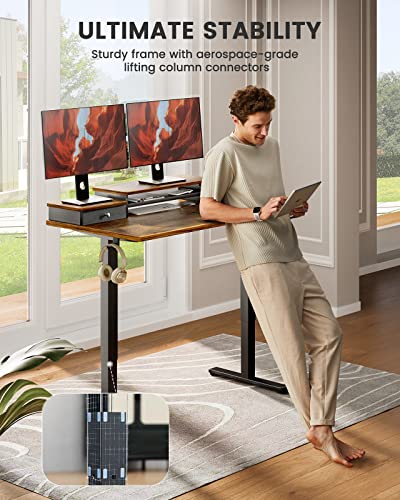 ErGear Electric Standing Desk with Double Drawers, 55x28 Inches Adjustable Height Sit Stand Up Desk, Home Office Desk Computer Workstation with