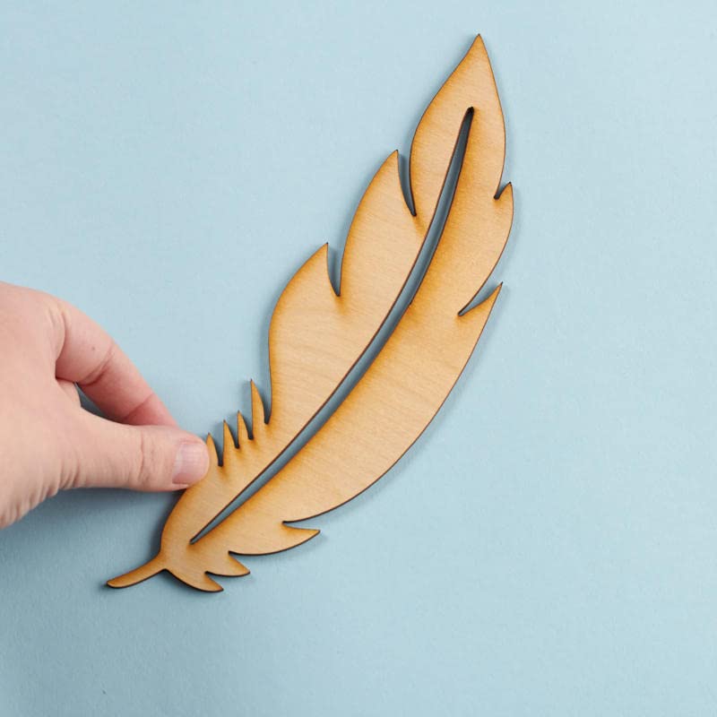 Pack of 12 Unfinished Wood Feather Cutout by Factory Direct Craft - Blank Wooden Feather Craft Shapes Make Wedding Favors, Christmas Ornaments, Gift