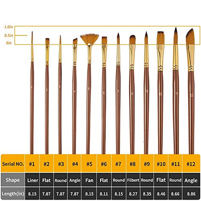 12 Paint Brushes - WoodArtSupply