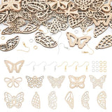 EEE ELECRELIVE 48pcs Wood Butterfly Charms Unfinished Natural Wood Filigree Wing Pendants & 50pcs Earring Hooks & 50pcs Jump Rings for Boho Earring EEE ELECRELIVE
