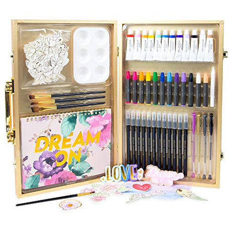 STMT DIY Designer Art Studio by Horizon Group USA, Kit Includes 40+ Art Making Essentials.Water Colors,Oil Pastels,Brush Markers,Spiral Art Pad & STMT