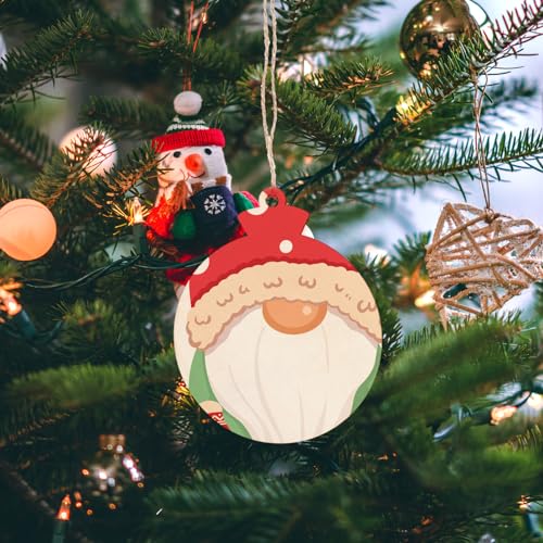 VOSAREA 50pcs DIY Christmas Wooden Hanging Ornaments with Hole Wood Unfinished Cutout Tag Blank Cutouts Natural Wooden Slices for Centerpieces DIY VOSAREA