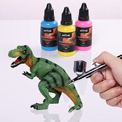 ARTME 24 Colors Airbrush Paint Set Include Metallic and Neon Colors, Opaque & Water Based Acrylic Paint, Leather & Shoe Airbrush Paint Kit for - WoodArtSupply