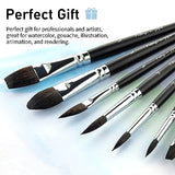 Falling in Art 10Pcs Soft Synthetic Squirrel Hair Paint Brushes - Professional Watercolor Brush Set with Short Handles - Round, Flat, Dagger, Oval Falling in Art
