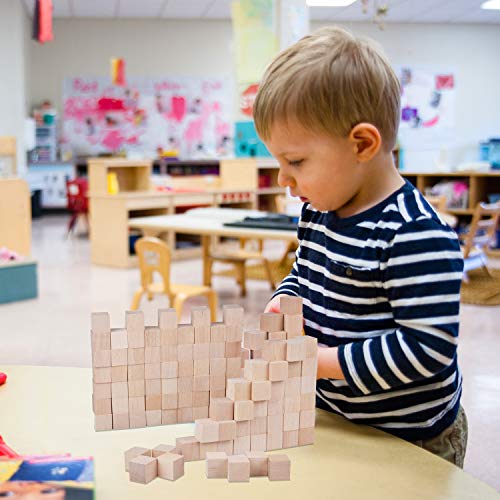 Wood Blocks, 200 Pack Counting Cubes Square Wood Craft Cube Blocks Wooden Blocks Building Blocks,Square Blank Puzzle Making and DIY Craft Cube