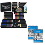 Shuttle Art Drawing Kit and Sketch Pad Bundle, Set of 103 Pack Drawing Kit +260 Sheets Sketch Pad Shuttle Art