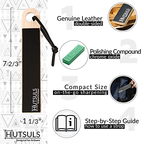 Hutsuls Pocket Knife Strop Kit - Get Razor-Sharp Edges with Pocket Leather Strop for Knife Sharpening, Easy to Use Knife Stropping Kit with Stropping Hutsuls