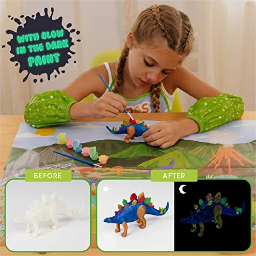 BONNYCO Dinosaur Toys for Kids Painting Kit 16 Figurines Kids Crafts Kits with Glow in The Dark, Toys & Gifts for Boys | Kids Toys 3 4 5 6 7 8 9 10 - WoodArtSupply