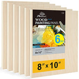PHOENIX 8x10 Inch Unfinished Birch Wood Panel Boards for Painting - 6 Pack Professional 3/4" Wooden Cradled Panels for Mixed-Media Painting, PHOENIX