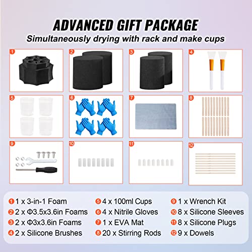 VEVOR 4 Cup Turner for Crafts Tumbler, Multiple Tumbler Turner DIY Glitter Epoxy Resin Tumblers, Epoxy Pen Turner Attachment w/Silent UL Motor VEVOR