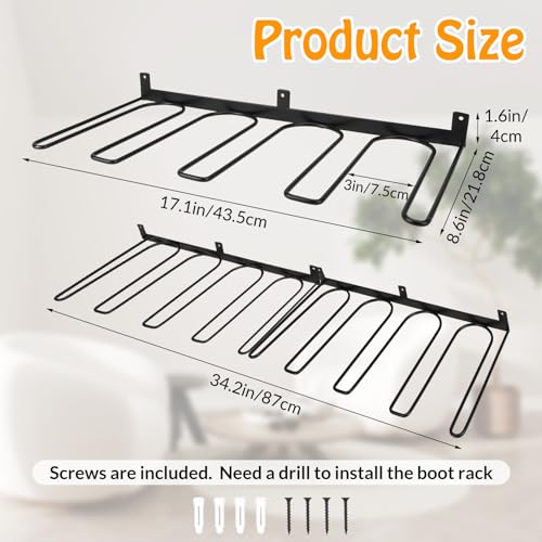 XLSXEXCL 4 Pack Boot Rack Wader Hangers Wall Mount Holds 8 Pairs Boot Organizer Hanging Metal Tall Boot Holder for Cowboy Garage Boot Storage Closet XLSXEXCL