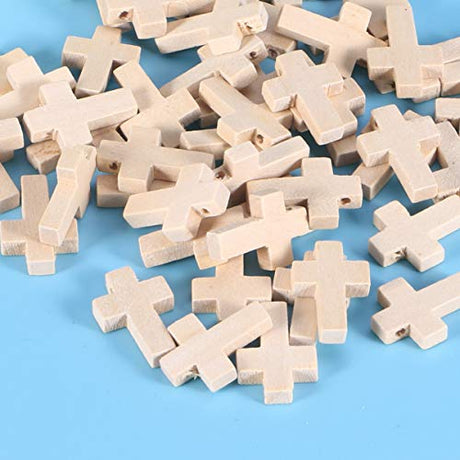 MAGICLULU 50pcs Wooden Blank Cross Pendant Unfinished Mini Wooden Cross Wooden Small Unpainted Cross Pendant DIY Jewelry Crafts Projects MAGICLULU