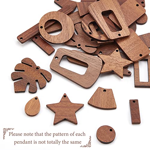 OLYCRAFT 190Pcs Resin Wooden Earring Pendants Natural Wood Resin Charms Resin Walnut Wood Jewelry Findings for Necklace and Earring Making - 15 - WoodArtSupply