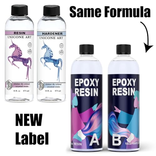 Resin Epoxy Craft Kit 32 Ounce Epoxy Resin Kit (16oz. Resin + 16oz. Hardener) High Gloss UV Resistant Odor-Free Art Resin, BPA-Free and Non-Toxic unicone art