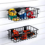 Hicarer 4Pcs Slatwall Basket Set Ventilated Metal Slatwall Baskets Hanging Storage Baskets for PVC Slatwall, Mounted Slatwall Accessories Storage Hicarer