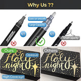 Metallic Markers Gold Pen Silver Marker, Mirror Chrome Paint Marker for Art, Dual Tips, Permanent Metallic Pens for Halloween Pumpkins, Ceramic, Artcroof