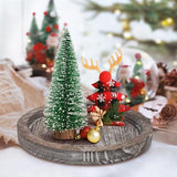 Round Decorative Wood Trays for Coffee Table Counter Farmhouse Kitchen Home Decor Centerpiece Wooden Candle Holder Tray Circular Serving Platters Ayiaren