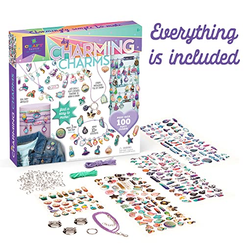 Craft-tastic — Puffy Charming Charms — Designs Pins, Necklaces, and Bracelets — Fun Creative Craft Kit for Ages 8+