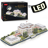 CubicFun 3d Puzzles for Adults LED Rotatable White House with Detailed Interior Model Kit, Lighting 3d Puzzle US Architecture Building Family Puzzle CubicFun