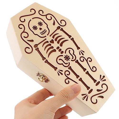 Unomor Unfinished Wood Coffin Household Pet Ashes Urn Wooden Craft Bone Ashes Box Commemorate Mini Pet Coffin Personalized Cremation Urns for Ashes Unomor