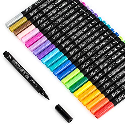 ZEYAR Permanent Markers Fabric Art Pens, Great on Bags, Shoes, T-shirts & Other Fabric Paint Materials - Child Safe & Non-Toxic For Washable Art and - WoodArtSupply