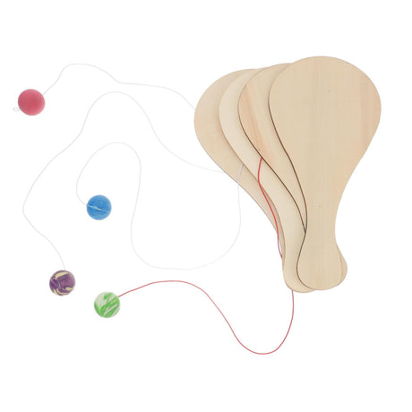 NOLITOY 6pcs White Billet Wooden Racket Unfinished Fraternity Paddle Wooden Paddle Game Bat and Ball on Elastic Wood for Maker Brain Toy Toys for NOLITOY