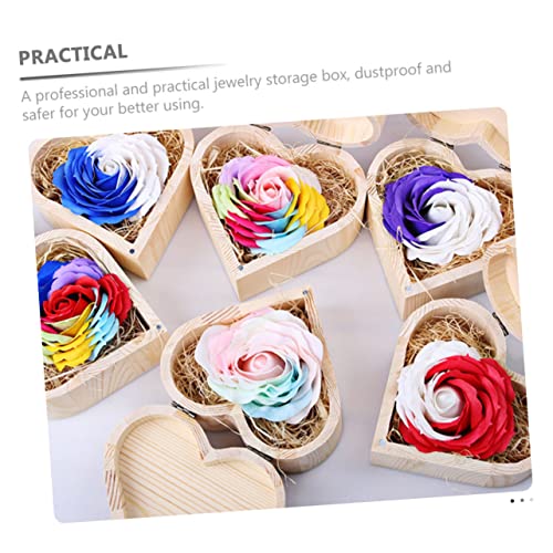 NOLITOY 3pcs Unfinished Treasure Chest Ring Chest Organizer Wooden Jewelry Holder Jewelry Organizer Tray Wooden Holder Wooden Case Heart Case Ring NOLITOY