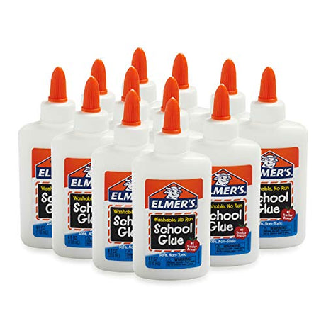 Elmer's Liquid School Glue, Washable, 4 Ounces Each, 12 Count - Great for Making Slime Elmer's