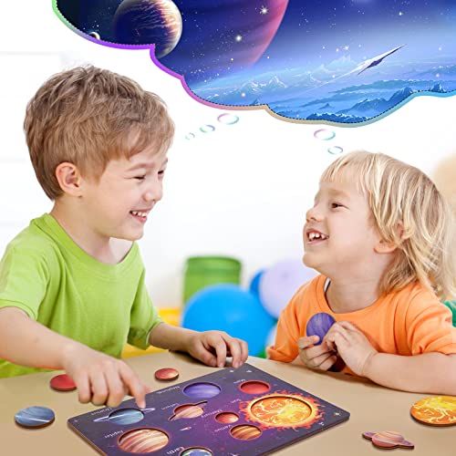 Zeoddler Upgrated Solar System Puzzle for Kids 3-6, Wooden Space Toys for Kids, Planets for Kids Preschool Learning Activities, Gift for Boys, Girls - WoodArtSupply