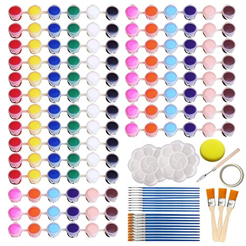 157 Pcs Mini Acrylic Paint Set,22 Sets Acrylic Paint Strips in 12 Colors with 2 Paint Tray,Small Acrylic Paint Set with 20 Pcs Paintbrushes Perfect - WoodArtSupply