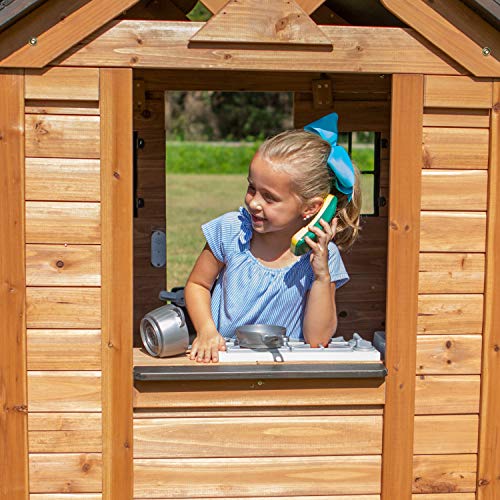 Backyard Discovery Sweetwater All Cedar Wooden Playhouse, Light Brown - WoodArtSupply