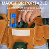 TOURACE Aluminum Woodworking Rulers with Slide Stop (3 Pcs) Precision Pocket Ruler Metal T Track Ruler, Square Ruler Inch and Metric Marking TOURACE