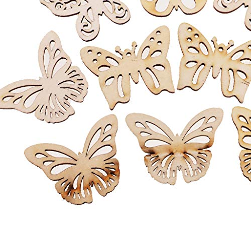50pcs Wood Butterfly Embellishment Slices Cutout Crafts for Card Making Scrapbooking DIY Wood Art Wedding Decorations FRECI