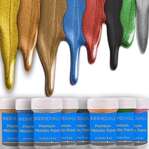 Individuall Metallic Acrylic Paint Set - 8 Pack (20 mL) Multicolored Metallic Paints for Indoor and Outdoor Use on Canvas, Paper, Rock, Wood, Metal & - WoodArtSupply