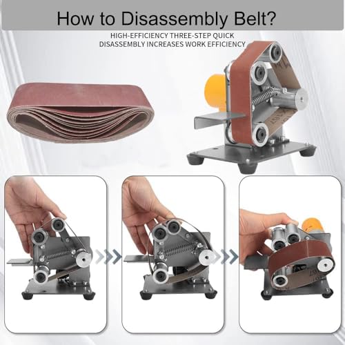 Electric Mini Belt Sander Polishing-Grinding Sharpener, 13 x 1.2inch Power 7 Adjustable Speed Multifunctional Mini Bench Belt Grinder Kit for Metal uioxcv