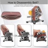 Electric Mini Belt Sander Polishing-Grinding Sharpener, 13 x 1.2inch Power 7 Adjustable Speed Multifunctional Mini Bench Belt Grinder Kit for Metal uioxcv