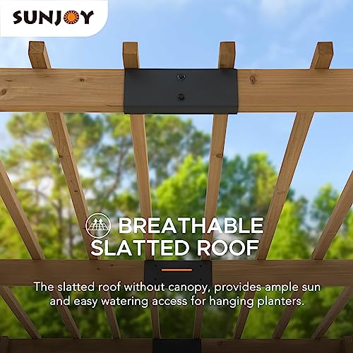 Sunjoy Wood Pergola 10 x 10.5 ft. Cedar Framed Pergolas with Adjustable Hanging Planters by SummerCove - WoodArtSupply