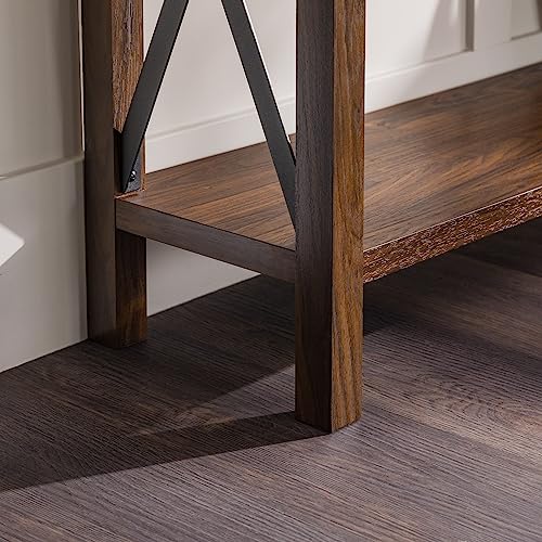 Walker Edison Sedalia Modern Farmhouse Metal X Entry Table, 46 Inch, Dark Walnut - WoodArtSupply