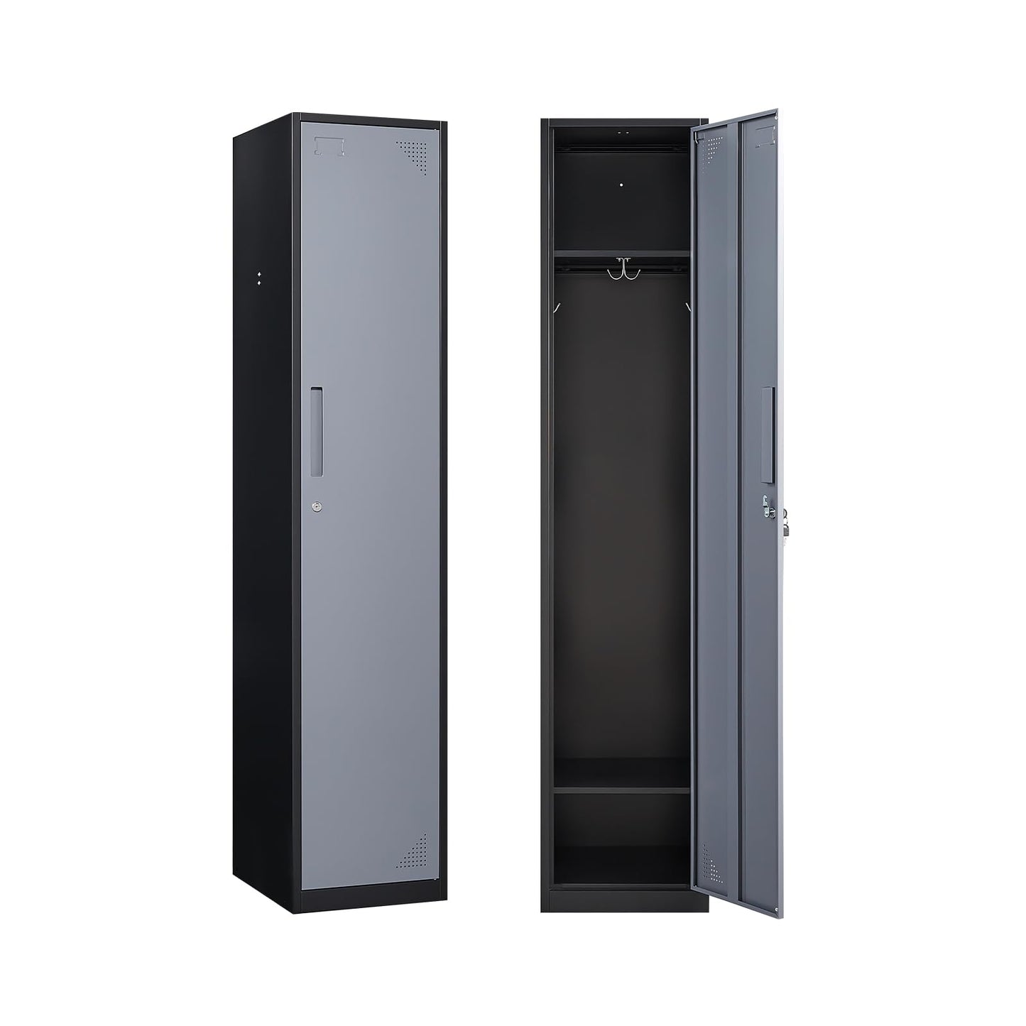 Yizosh Metal Locker with 1 Doors, Tall Steel Storage Lockers for Employees - 71" Locker Storage Cabinets for School, Gym, Home, Office, Garage (Gray - WoodArtSupply