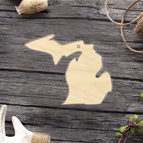 State of Michigan Wood Craft,Unfinished Wooden Cutout Art,DIY Wood Sign, Inspirational Farmhouse Wall Plaque,Rustic Home Decor for Living Room Arupkeer