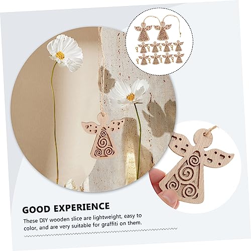 Anneome Christmas Angels Ornaments 10pcs Double Decorative Wood Chips Wooden Decor Woodsy Decor Christmas Tree Ornaments Unfinished Wooden Discs Wood - WoodArtSupply