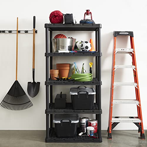 Gracious Living 5 Shelf Knect-A-Shelf Ventilated Extra Heavy Duty Storage Unit Organizer System for Home, Garage, Basement, and Laundry, Black Gracious Living