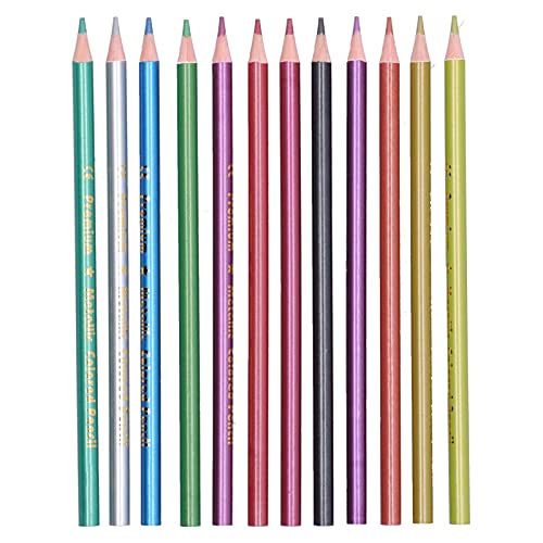 Zerodis 12Pcs Colored Pencil Set, Metallic Fluorescent Professional Coloring Pencil Art Colored Pencils Sketch Graffiti Painting Supplies for Adults - WoodArtSupply